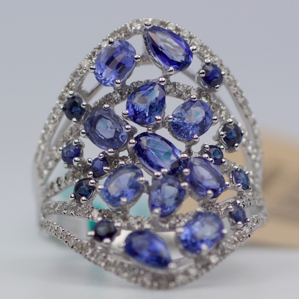 EFFY 14k White Gold Sapphire And Diamond Band